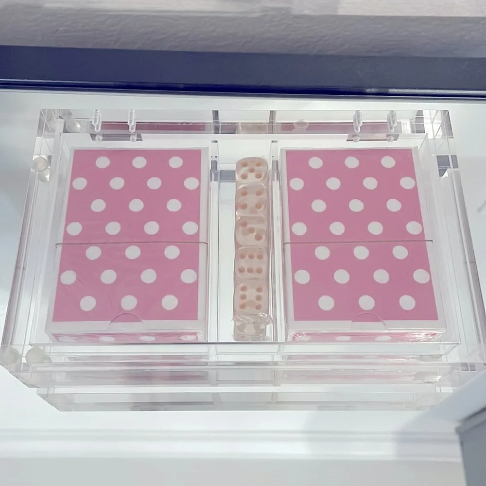 Pink Polka Dot Playing Card/Dice Set - Picture 1 of 1